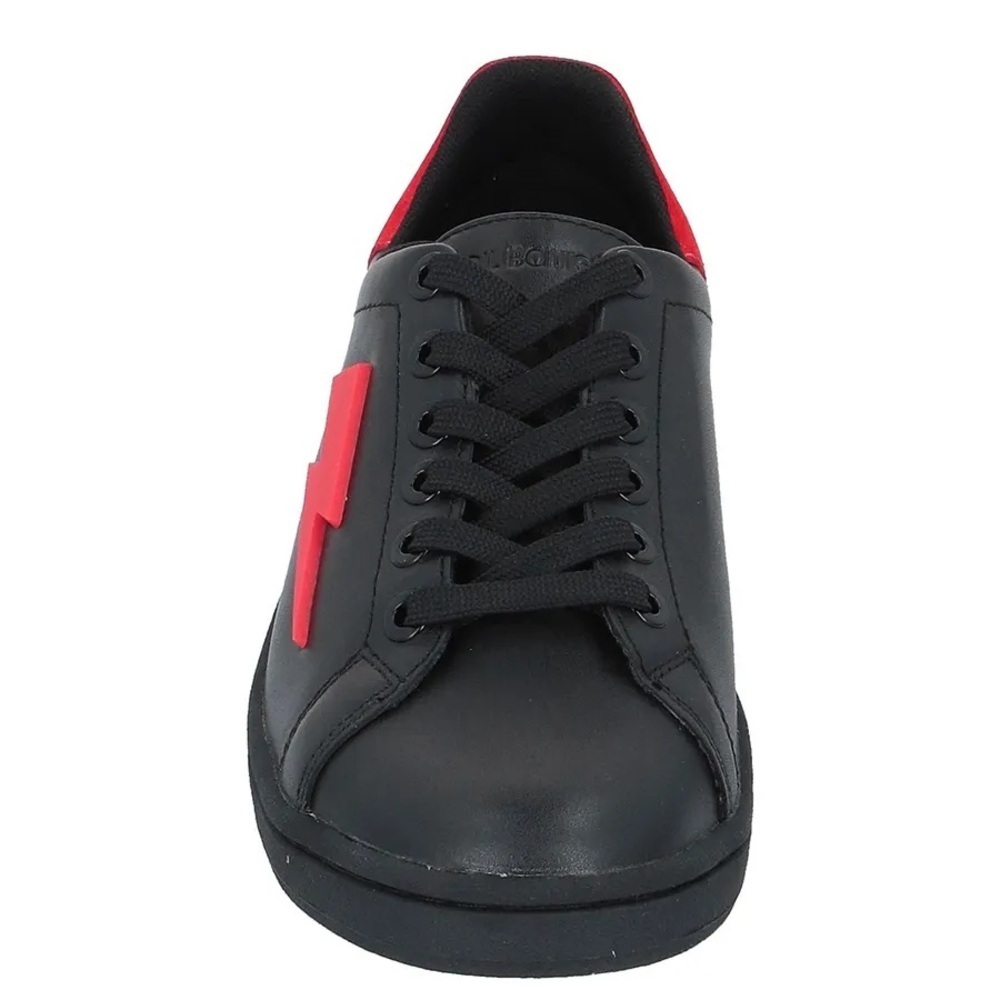 Women’s Neil Barrett Black Leather Tennis Trainer Thunderbolt Size 37 - Picture 5 of 7